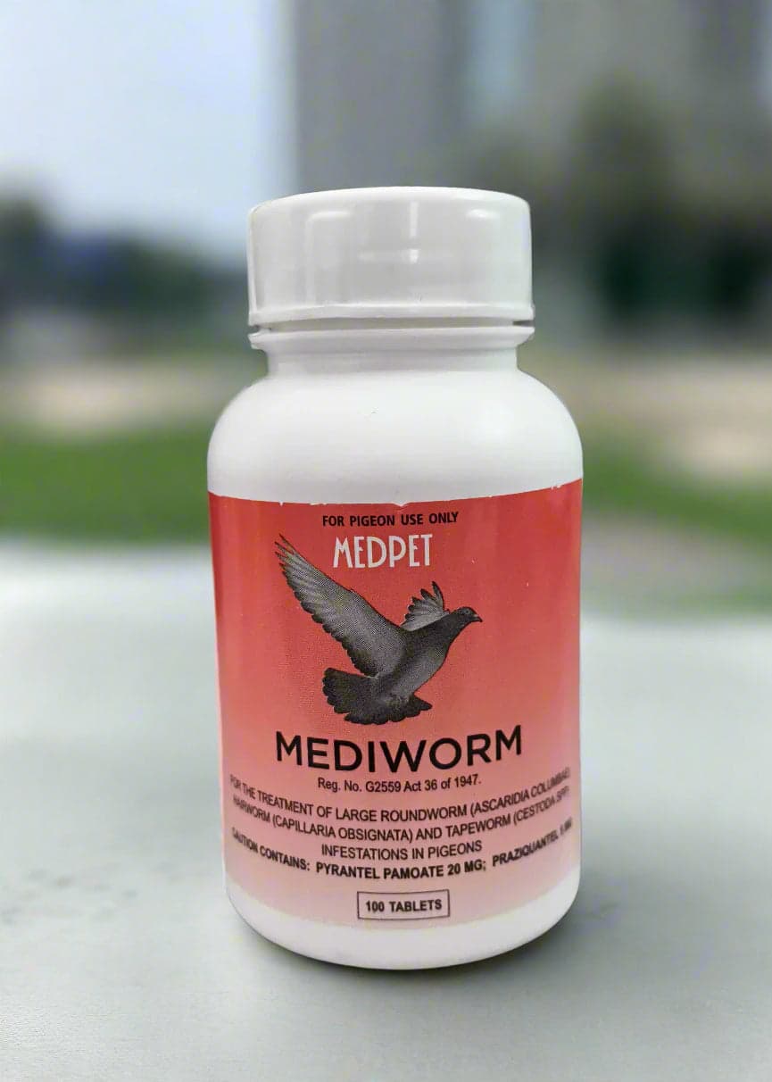 DIRECTIONS FOR USE: USE ONLY AS DIRECTED 

 Dose one (1) Mediworm tablet per pigeon.

 The tablet must be dosed on an empty crop.

 In case of severe worm infestations, it is advis