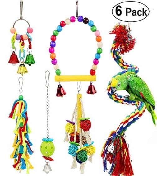 The bird toys are made of non-toxic ABS material and dyed with food coloring. They are safe and durable. They can easily attract your pet parrot's attention in a short time and tra