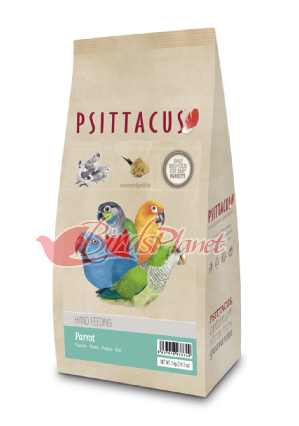 Healthy nutrition for everyday feeding for baby parrots of commonly hand-reared species like Ring-necked and Asiatic Parakeets, Conures, Quaker Parakeets and Australian parrots (ex