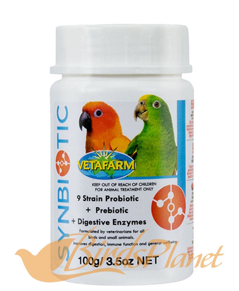Synbiotic Avian 

 9 Strain Probiotic blend (550 million CFU/g) with natural Prebiotic (Chicory Root Extract) and 7 Enzymes

 An ideal daily supplement to support the digestive and