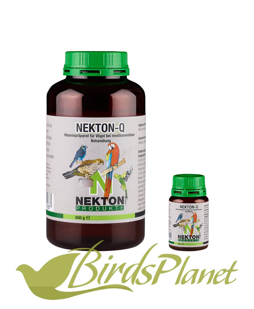 NEKTON-Q 

 Any bird under temporary treatment with antibiotics, as is the case during serious illness or while in quarantine, needs the support of this multi-vitamin supplement. A
