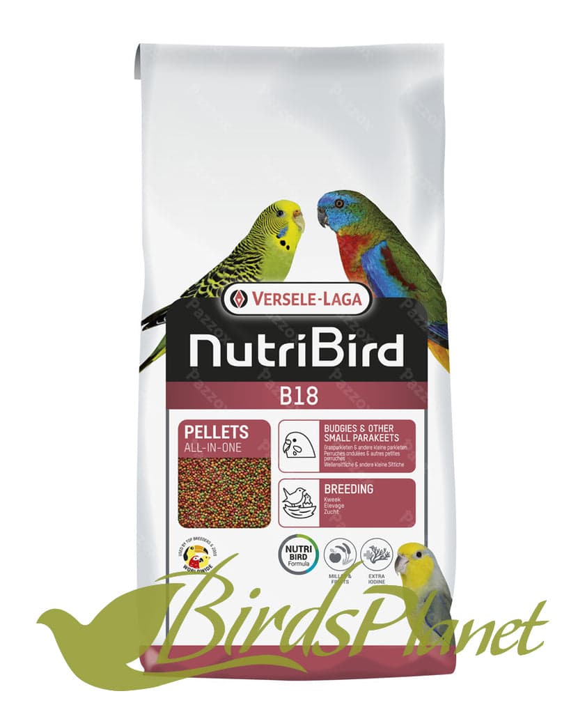 NutriBird B18 
 Extruded pellets - breeding food for budgies and other small parakeets. 

 Scientifically sound composition with all the nutrients your birds need. Fully absorbable