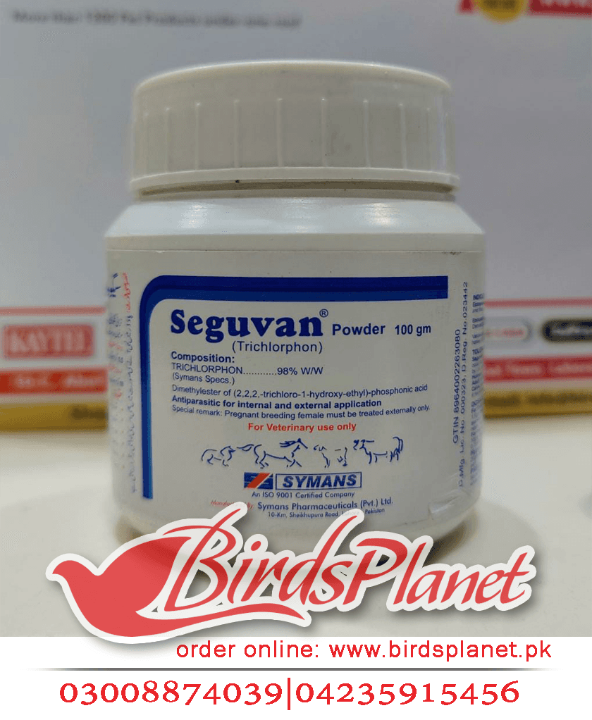 Product Description 

 SEGUVAN 
 Trichlorophan .......................98% w/w 

 INDICATIONS: 
 Ectoparasites (e.g.lice, fleas, ticks, sheep keds, mange mites, chicken and flies.) 
