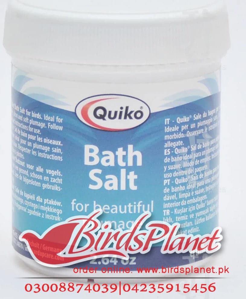 Quiko Bath Salt supports a beautiful plumage for birds 

 Quiko Bath Salts 

 Quiko Bath Salt for Pet birds, racing pigeons & chickens supports healthy, clean and soft plumage. Qui