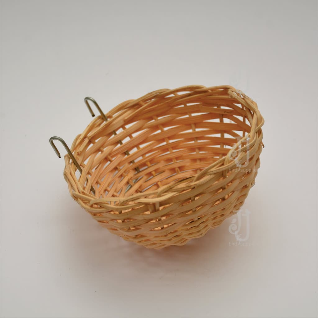 Hand woven bamboo nest for canaries. Birds breed well in natural environment and J&J bamboo nest is made of natural material that canaries like.
