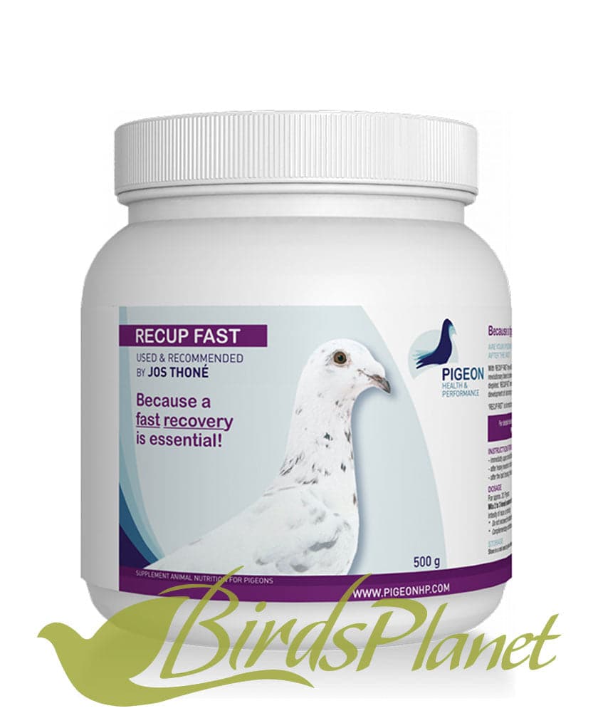 Because a fast recovery is essential. 
 Are your pigeons exhausted after the race? With Recup Fast they will be fit again in no time ! Recup Fast contains a revolutionary blend of 