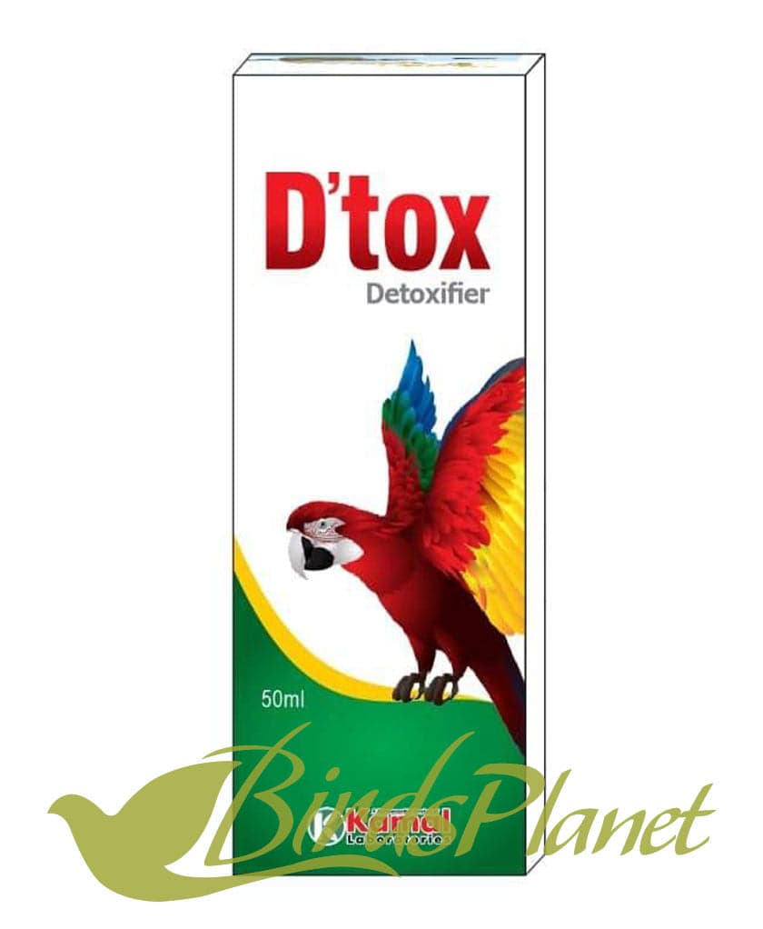 D'tox is the medicine which helps detoxify the birds from the following: 

 Toxins and excessive antibiotics.

 improves immunity.

 Eliminates the ill effects of vaccination & red