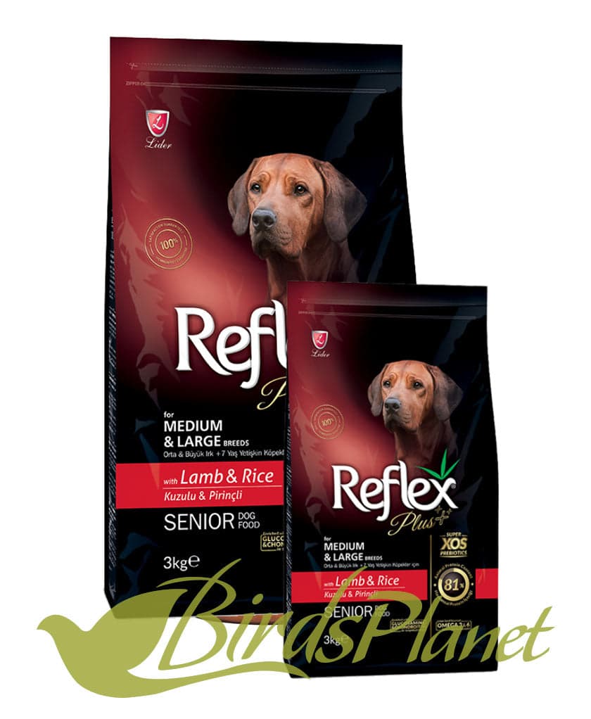 Reflex Plus Medium & Large Breeds with Lamb & Rice Senior Dog Food 

 Medium & large breed senior dogs are prone to gain weigth. While balanced formulation and high quality ingredi
