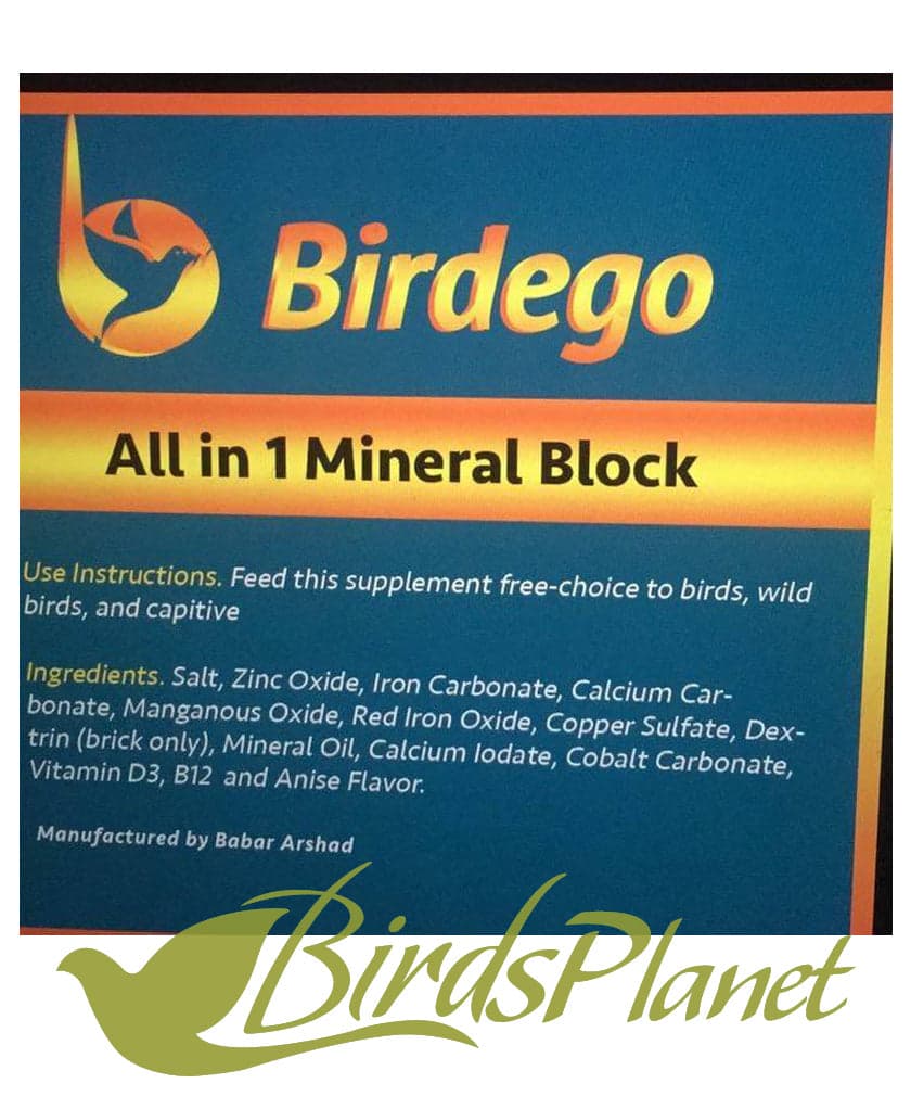 Use instructions. Feed this supplement free-choice to birds, wild birds, and capitive.
 Ingredients: 
 Salt, Zinc oxide, iron carbonate, calcium carbonate, Manganous oxide, Red iro