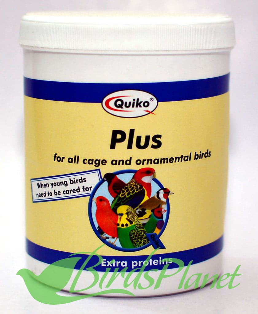 Quiko® Plus 400g 

Mix Plus with rearing food when the young are ready to

leave the nest, during weaning and during the first moult.

While the young birds are weaning, Plus boost