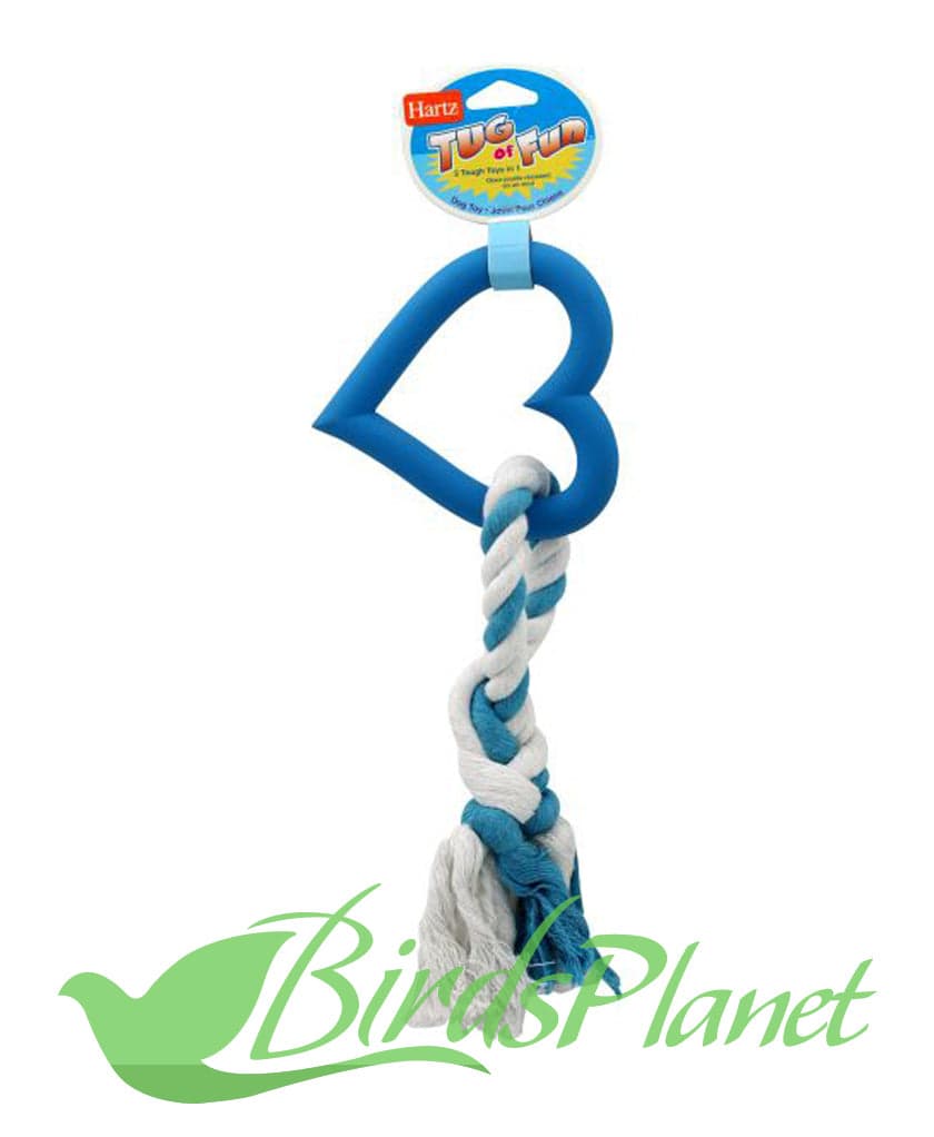 Hartz® Tug of Fun® 

 Two tough toys in one! Constructed of rope and rubber for extra flexibility and durability, Hartz® Tug of Fun® Dog Toy is perfect for tough chewers and is gre