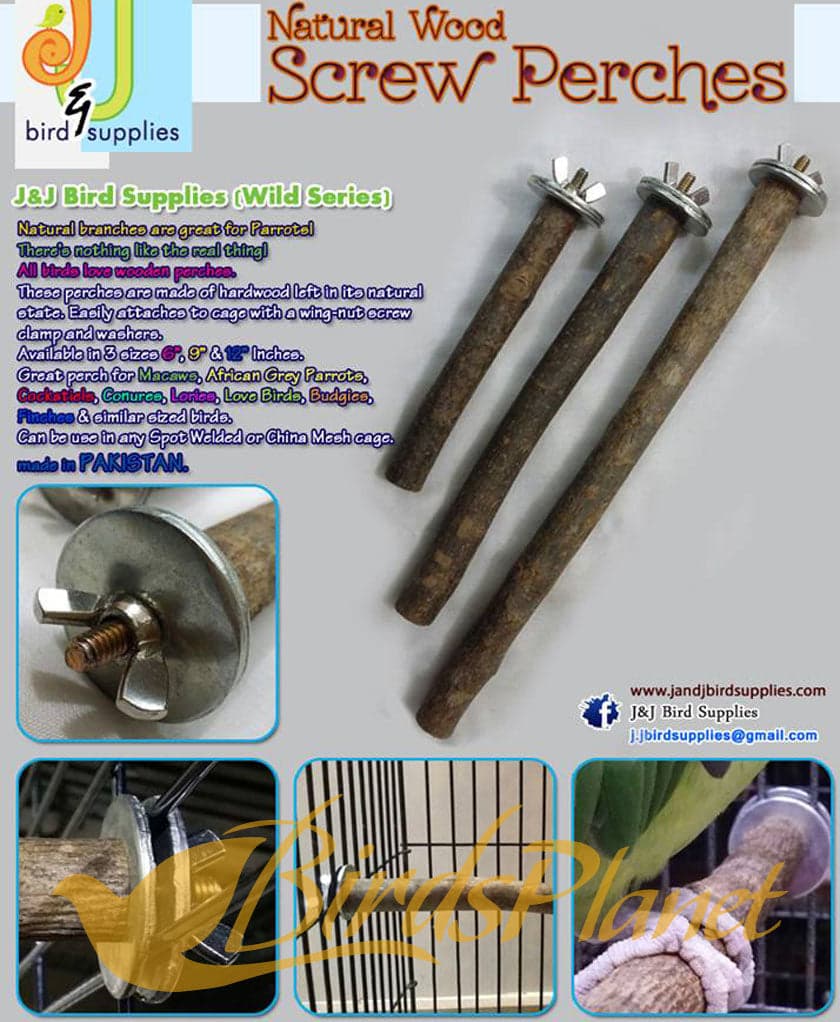 Natural Wood Screw Perches 

 Natural Branches are good for the birds, there is nothing like the real things. All birds love wooden perches. These Perches are made of Hardwood left