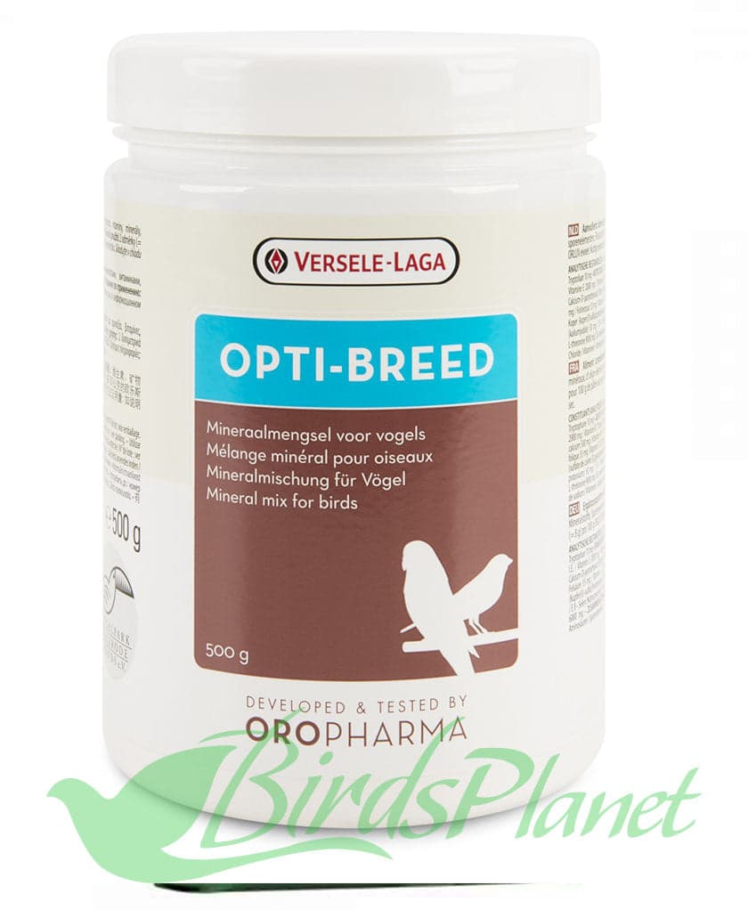 OPTI-BREED by VERSELE LAGA 

 Complementary feed for birds. Oropharma Opti-Breed is a well-balanced blend of amino acids, vitamins, minerals, trace elements, Florastimul® and L-car