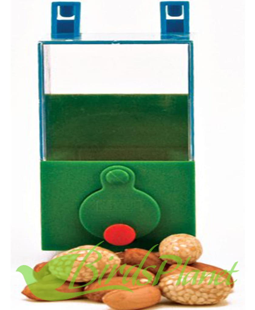 Kaytee, formerly Super Pet 

 The Hide N' Go helps improve your birds memory and motor skills. Use with treats, fresh grapes, or toys. 

 Space-saving, easy-to-use pod simply attac