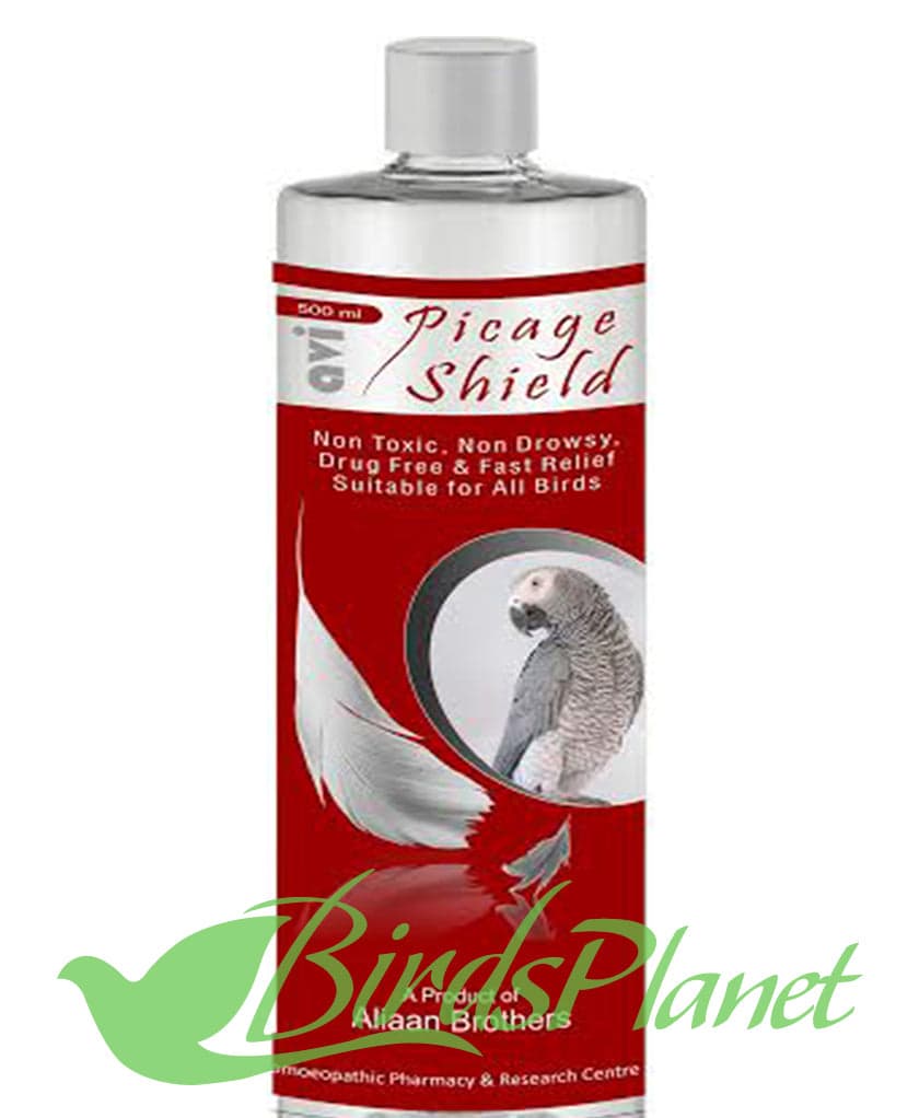 Avi Picage Shield 
Non-toxic, Non Drowsy, Drug Free & Fast Relief Suitable for All Birds

 INDICATION: 

 Malnutrition 

 Stress & Anxiety 

 Humid Environment 

 Calcium Deficienc