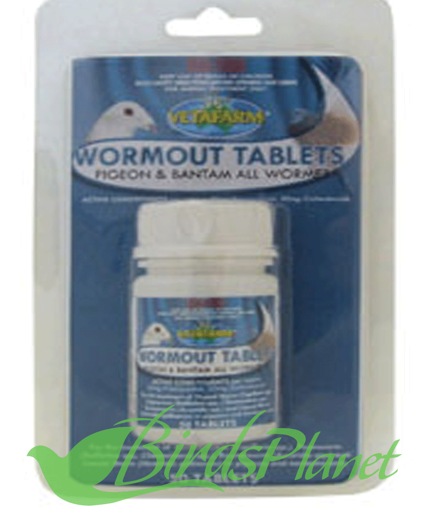 Vetafarm Pigeon Wormout Tablets are for the treatment of Thread Worm, Tapeworm, Roundworm and Caecal worm in Pigeons and Bantams only.

 DIRECTIONS:

NOT TO BE USED on birds intend