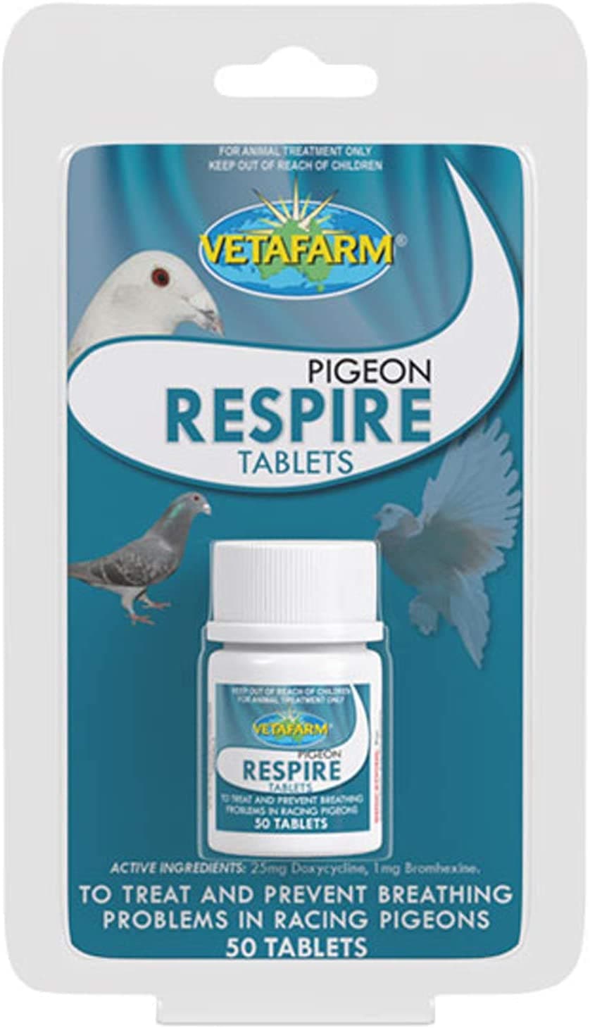 Pigeon Respire 

 Antibiotic tablets. 

 Recommended for: The treatment and prevention of breathing problems caused by bacterial infection.

 Key features: For maximum performance,