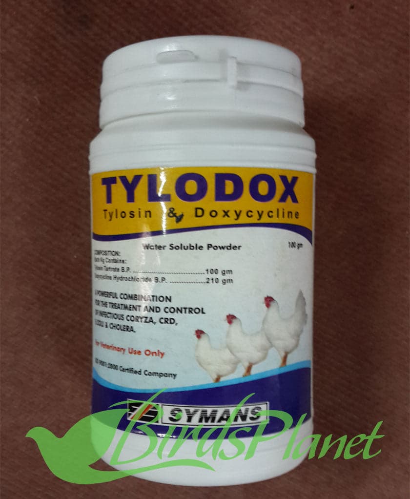 TYLODOX Tylosin & Doxycycline 

 A powerful comination for the treatment and control of infections CORYZA, CRD, E.Coli & Cholera.

 Composition: Each KG contains:

 Tylosin Tartrat