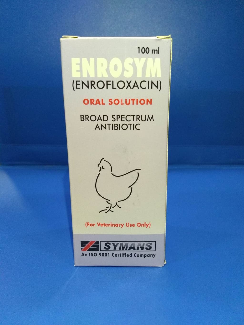 ENROSYM (ENROFLOXACIN)

 ORAL SOLUTION

 BROAD SPECTRUM ANTIBIOTIC

 Packing: 100ml