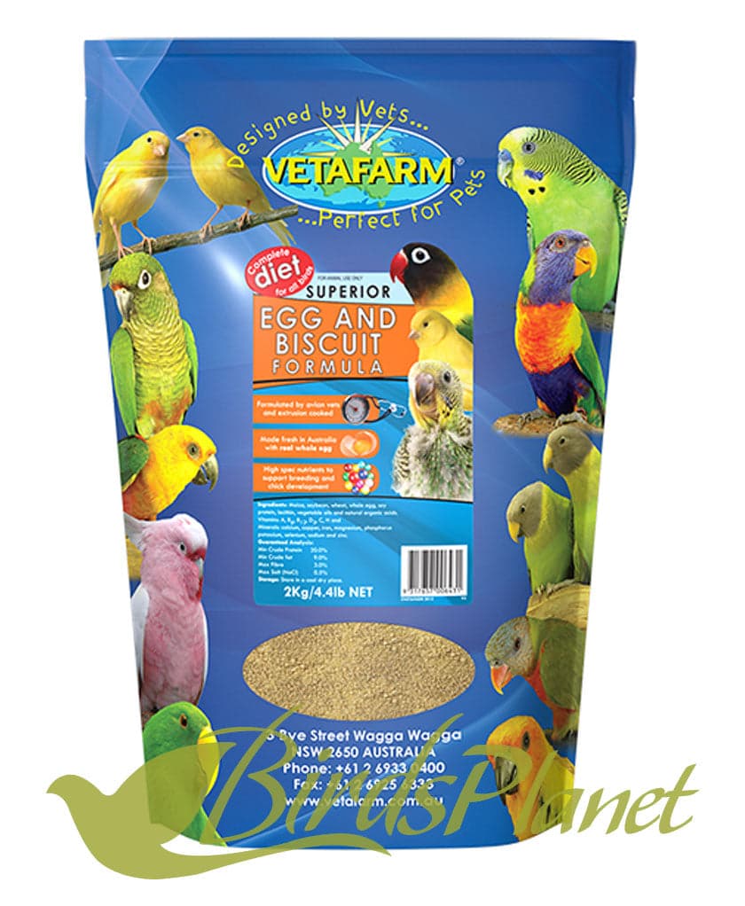 Superior Egg and Biscuit formula 

 Superior Egg & Biscuit is a completely balanced diet suitable for all birds including Budgerigars, Canaries and Parrots. Designed to be complete