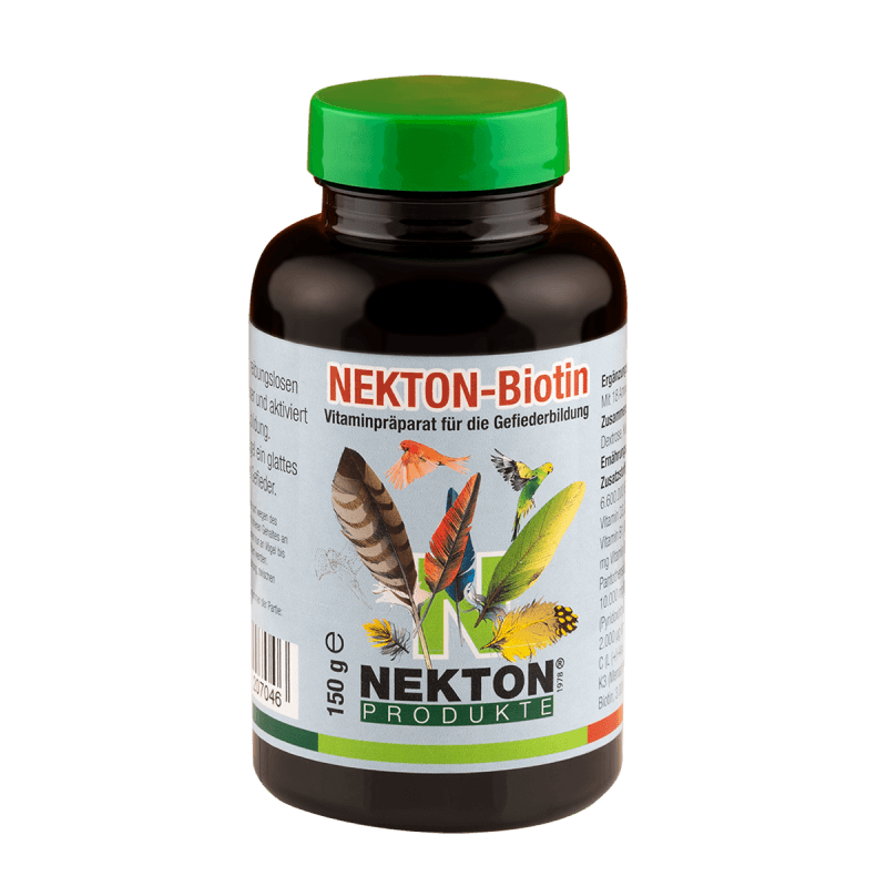NEKTON-Biotin supports a smooth molting process and feather regeneration. NEKTON-Biotin contains all essential vitamins, amino acids, minerals, trace elements and 200,000 µg biotin