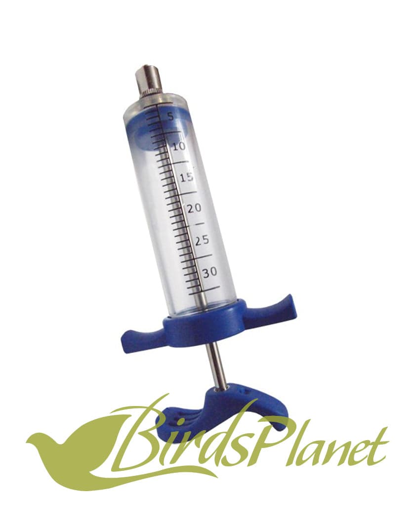 Plastic and perspex syringes with easily removable plunger. Range of sizes to allow all birds to be fed easily and rapidly. The “O” ring on the plunger makes cleaning a breeze and 