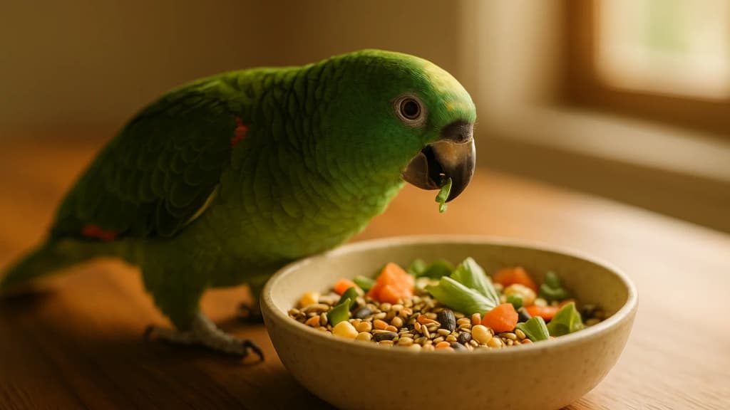 An all-seed diet is the most common reason pet parrots in Pakistan fall short of their natural lifespan. Here is what a balanced diet looks like.